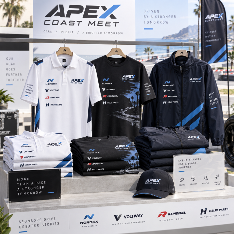 Ropa para patrocinadores de eventos del motor Prendas personalizadas con patrocinadores para concentraciones, competiciones y eventos del motor